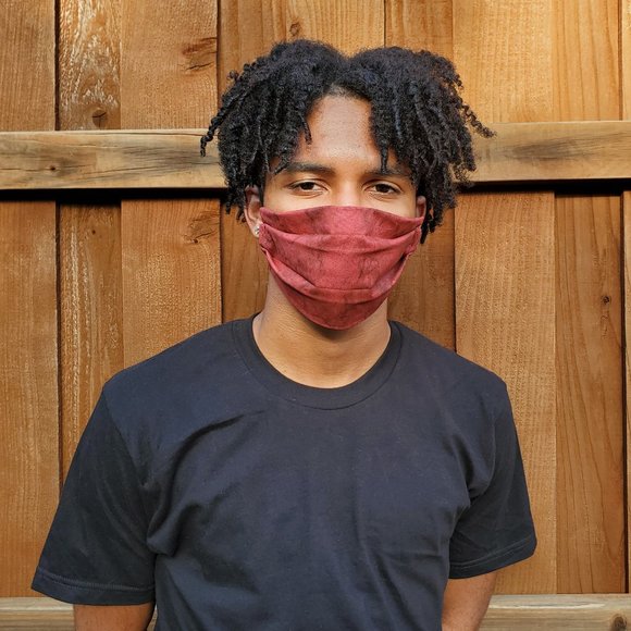 Burgundy Tye Die ReversibeCotton Face Mask,Rse/Wsh - Picture 2 of 5